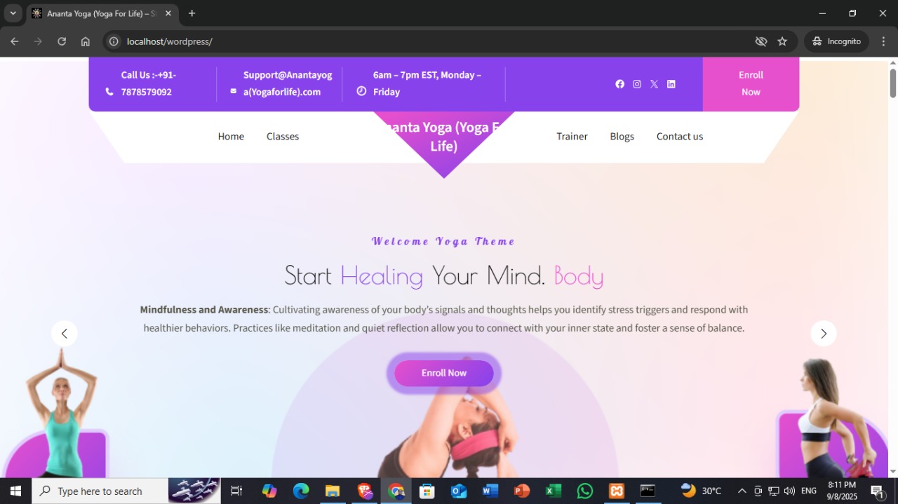 WordPress Website (Annanta Yoga)